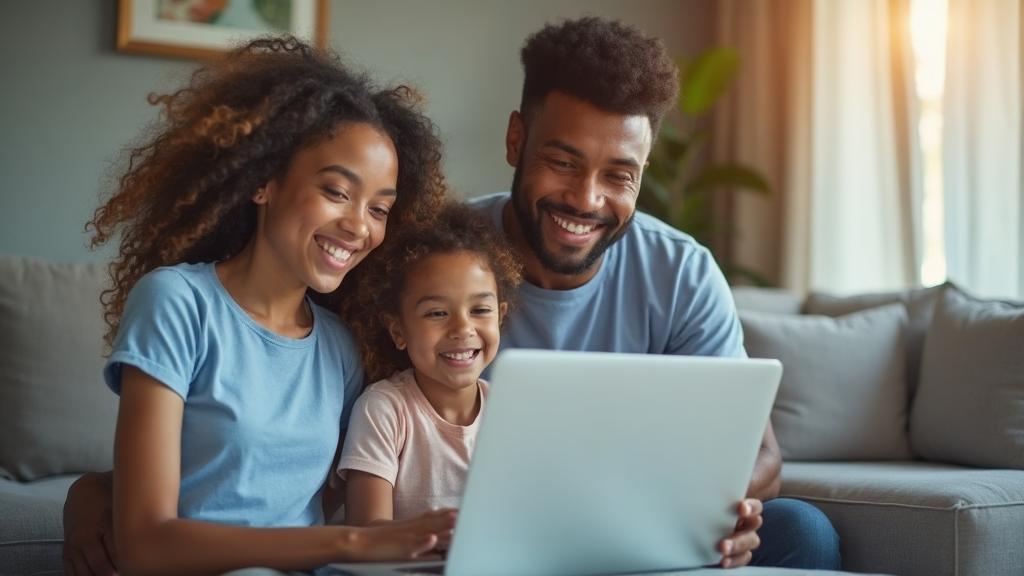 Parent and child learning online safely together